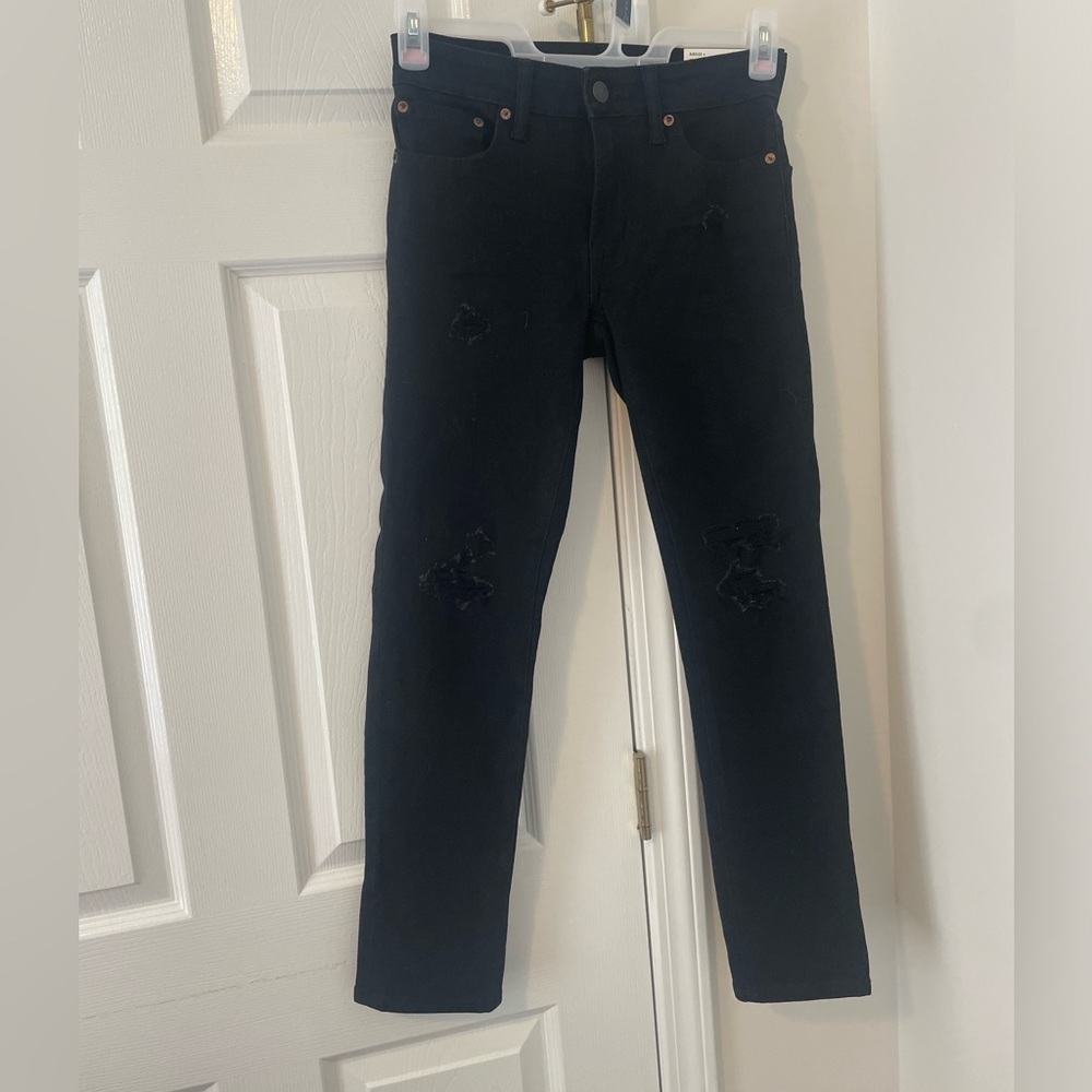 NWT American Eagle Distressed Black Skinny Jeans Sz 26x28